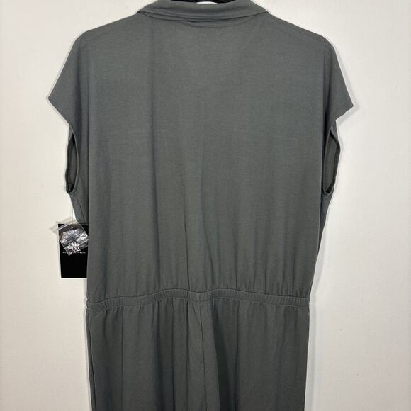 Rock & Republic Pant Suit Jumpsuit XXL Grey Desert Sand Cuffed Drawstring Waist - Picture 7 of 15